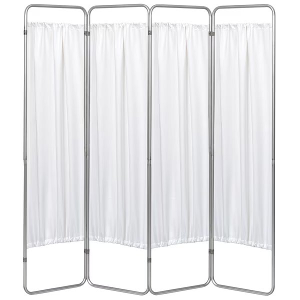 4 Section Economy Privacy Screen with Vinyl Panels, White, Omnimed, Mfr#: 153094-10